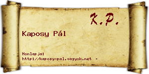 Kaposy Pál névjegykártya
